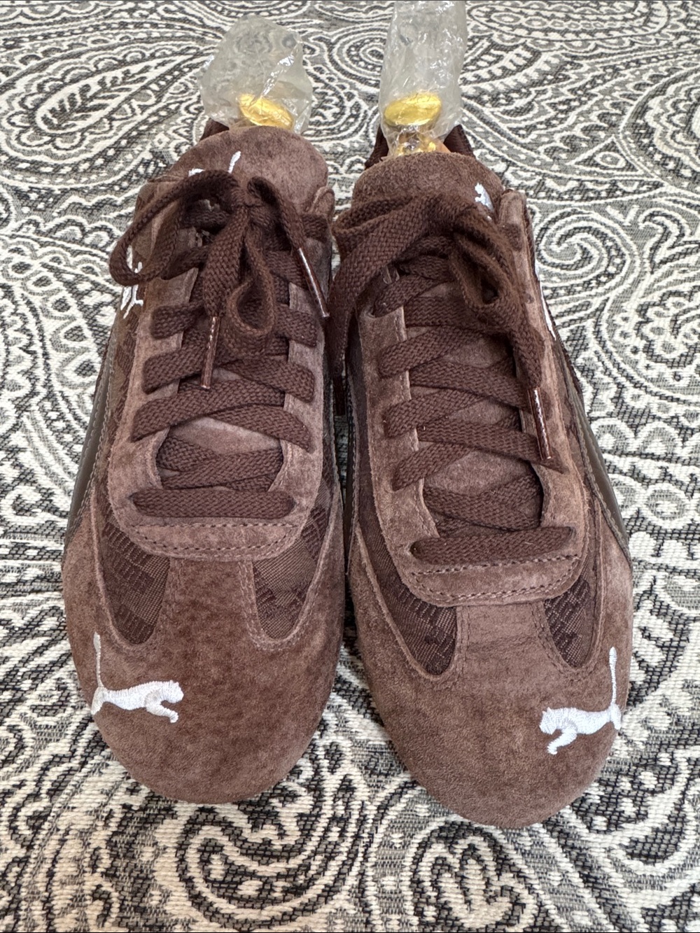Puma Brown Suede Athletic Sneakers with White Logo